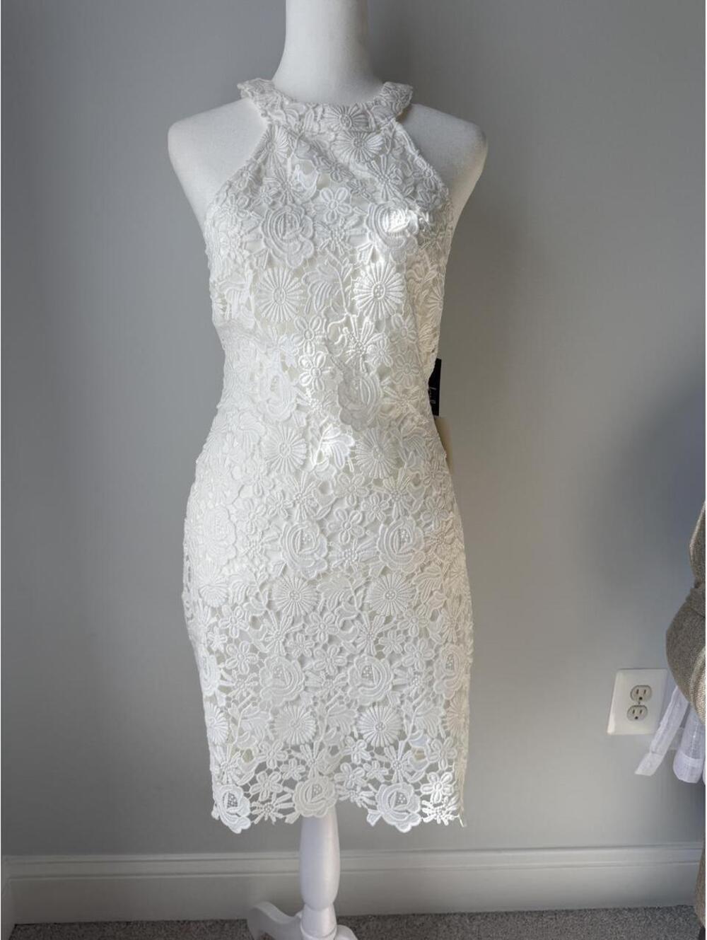 Lulus white floral crochet lace dress, never worn